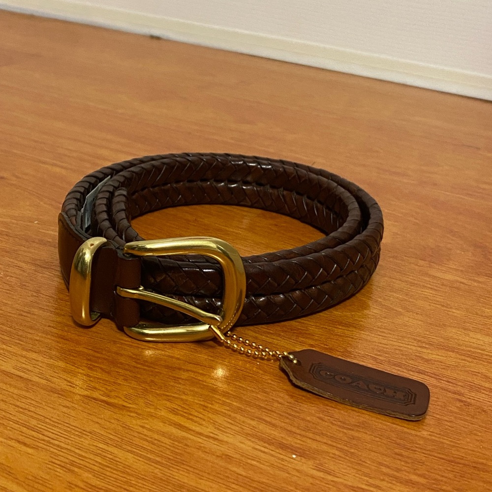 Coach Brown Braided Belt 34”